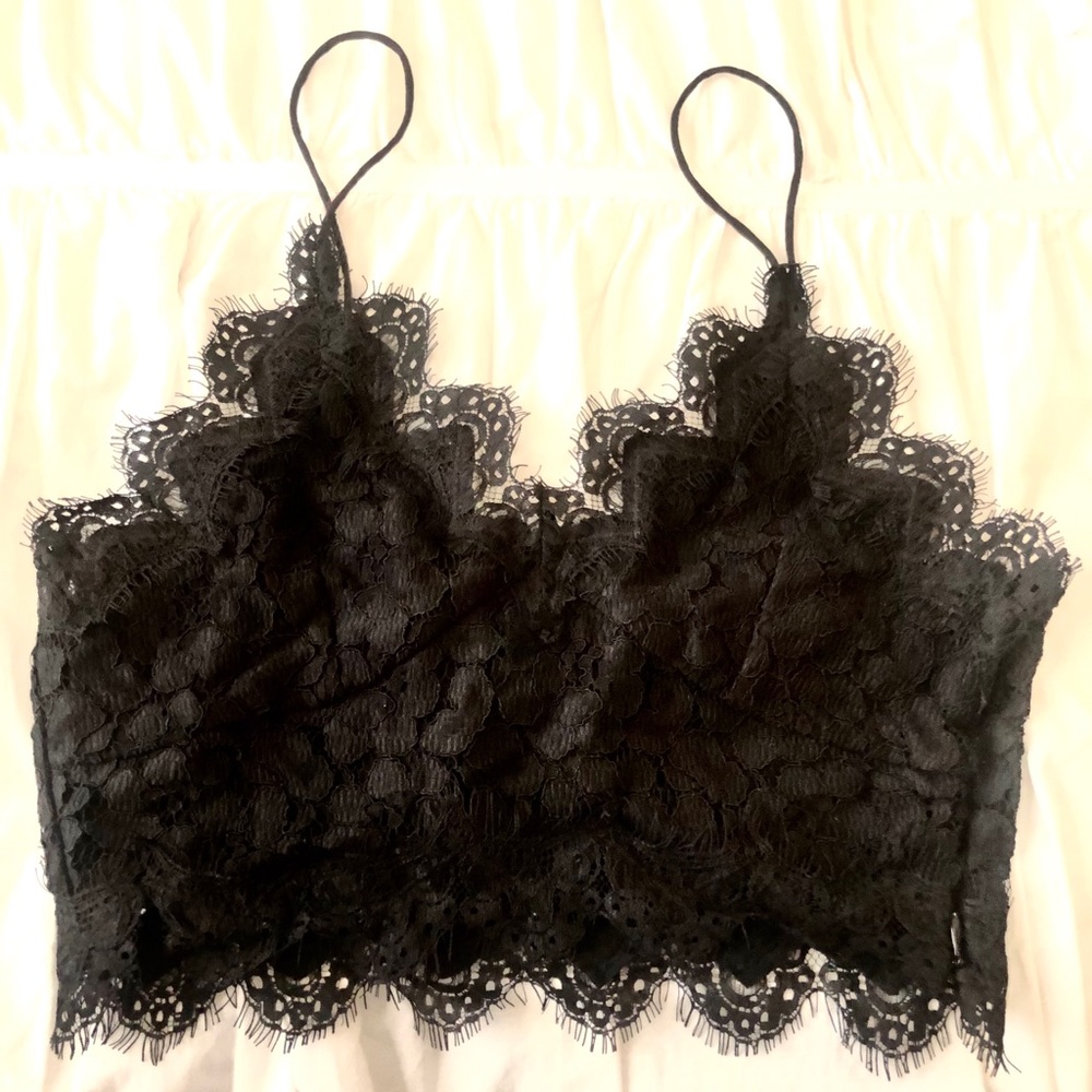 Black Eyelash Lace Bralette Lacey Chic H&M